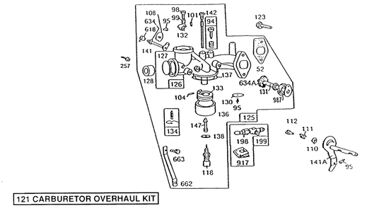 Carburetor Assembly Diagram and Parts List for 190702-2208-XX  Briggs and Stratton Engine